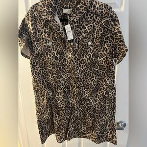 LOFT Leopard Print Mini Dress in Brown and Black